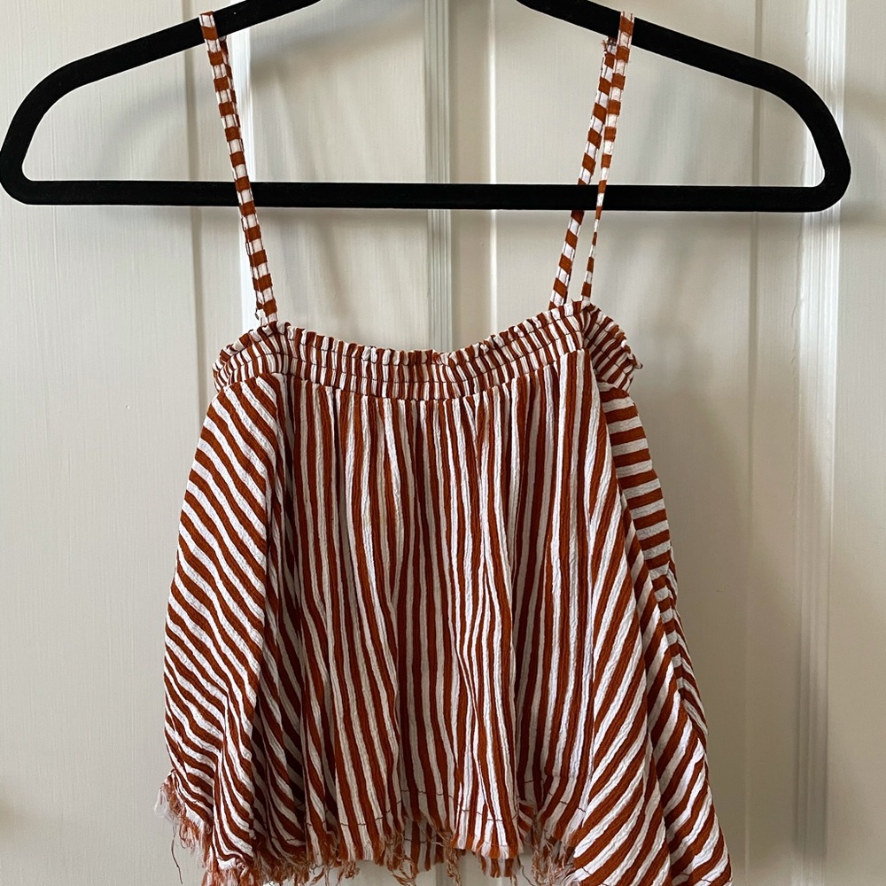 faithfull the brand frayed stripped top